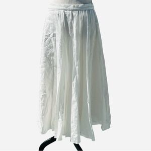 Ralph Lauren Purple Label Arnav Pleated Linen Blend Skirt Size 6 White NWT $1790